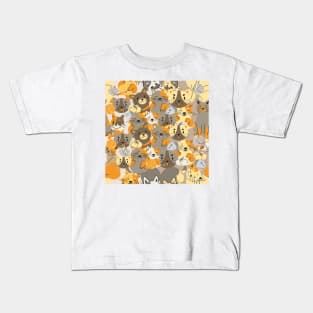 Cute Cats Orange and Grey Kids T-Shirt